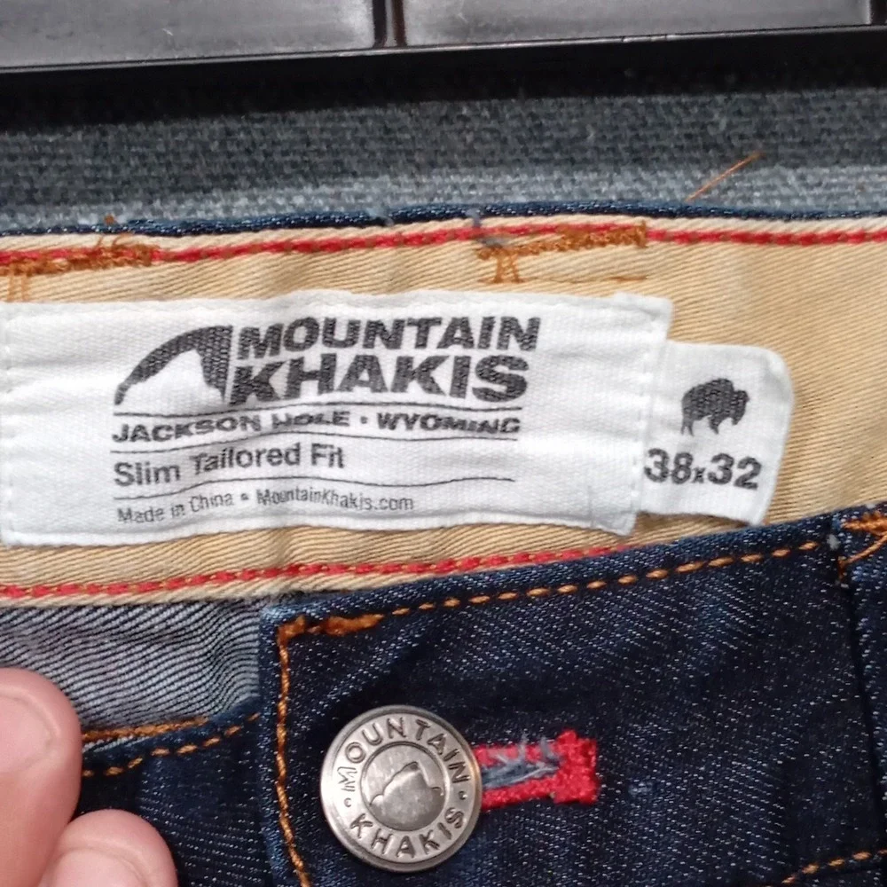 Mountain Khakis Slim Tailored Fit Jeans Mens 38x32 Dark Wash Indigo Denim